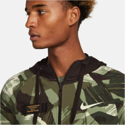NIKE Dri-FIT Camouflage Fitness Fleece-Kapuzenjacke Herren 220 - velvet brown/black/coconut milk S