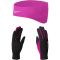 NIKE Running Dri-FIT Laufstirnband + Laufhandschuhe Damen 067 - black/vivid pink L