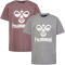 2er Pack hummel hmlTRES T-Shirt Kinder 2721 - grey melange/twilight mauve 110