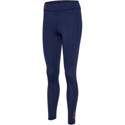 hummel hmlQ4 High-Waist lange Tights Damen 7026 - marine XXL