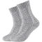2er Pack camano Cosy Cable Stitch Crew Socken Damen 9300 - light grey melange 35-38