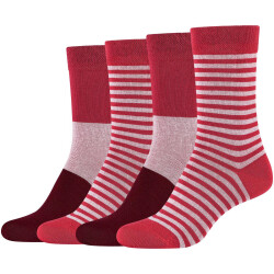 4er Pack camano Soft Stripe Crew Socken Damen 4490 - rose...