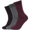3er Pack camano Comfort Baumwoll Crew Socken 3800 - bordeaux melange 35-38