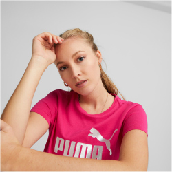 PUMA Ess+ Metallic Logo T-Shirt Damen 96 - orchid shadow L