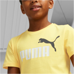 PUMA Ess+ Metallic 2 Col Logo T-Shirt Jungen 45 - mustard seed 140