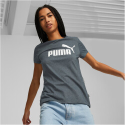 PUMA Essentials Logo Heather T-Shirt Damen 92 - dark night S