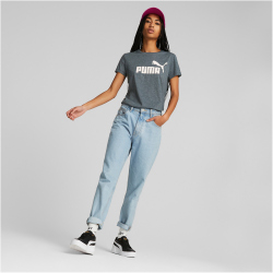 PUMA Essentials Logo Heather T-Shirt Damen 92 - dark night M
