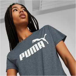 PUMA Essentials Logo Heather T-Shirt Damen 92 - dark night M