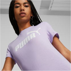 PUMA Essentials Logo Heather T-Shirt Damen 70 - vivid violet L