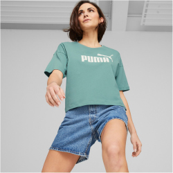 PUMA Essentials Cropped Logo T-Shirt Damen 84 - adriatic XS