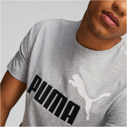 PUMA Ess+ Metallic 2 Col Logo T-Shirt Herren 04 - light gray heather S