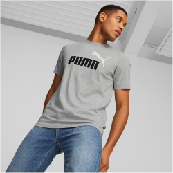 PUMA Ess+ Metallic 2 Col Logo T-Shirt Herren 04 - light gray heather L