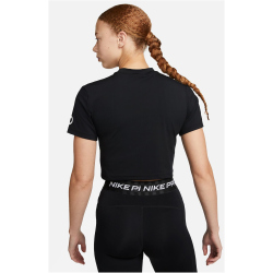 NIKE Pro Dri-FIT Cropped Graphic kurzarm Trainingsshirt Damen 010 - black/white XL