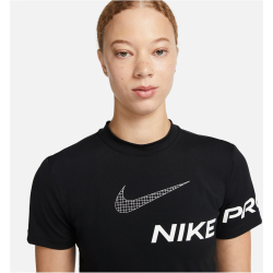 NIKE Pro Dri-FIT Cropped Graphic kurzarm Trainingsshirt Damen 010 - black/white XL