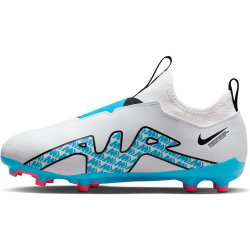 NIKE Jr. Zoom Mercurial Vapor 15 Academy MG Multi-Ground Fußballschuhe Kinder 146 - white/baltic blue-pink blast 33.5