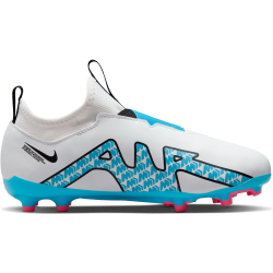 NIKE Jr. Zoom Mercurial Vapor 15 Academy MG Multi-Ground Fußballschuhe Kinder 146 - white/baltic blue-pink blast 33.5