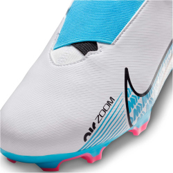 NIKE Jr. Zoom Mercurial Vapor 15 Academy MG Multi-Ground Fußballschuhe Kinder 146 - white/baltic blue-pink blast 33.5
