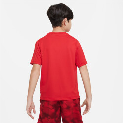 NIKE Dri-FIT Multi+ Graphic kurzarm Trainingsshirt Jungen 657 - university red/white S (128-137 cm)