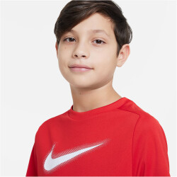 NIKE Dri-FIT Multi+ Graphic kurzarm Trainingsshirt Jungen 657 - university red/white S (128-137 cm)