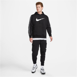 NIKE Sportswear Repeat Fleece Hoodie Herren 011 - black/black/white XL