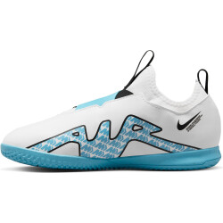 NIKE Jr. Zoom Mercurial Vapor 15 Academy IC Hallen-Fußballschuhe Kinder 146 - white/baltic blue-pink blast 29.5