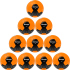 10er Ballpaket Kempa Leo Handball orange/schwarz 3